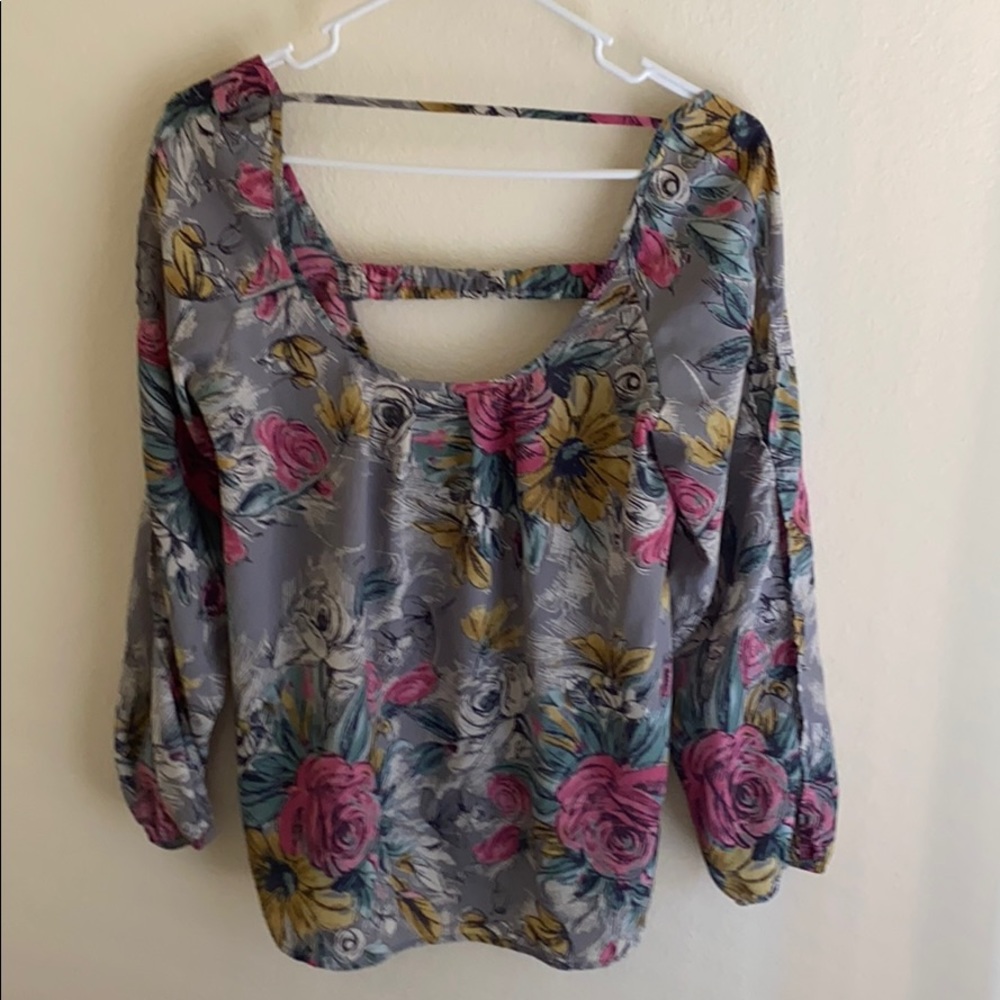 Open back floral blouse